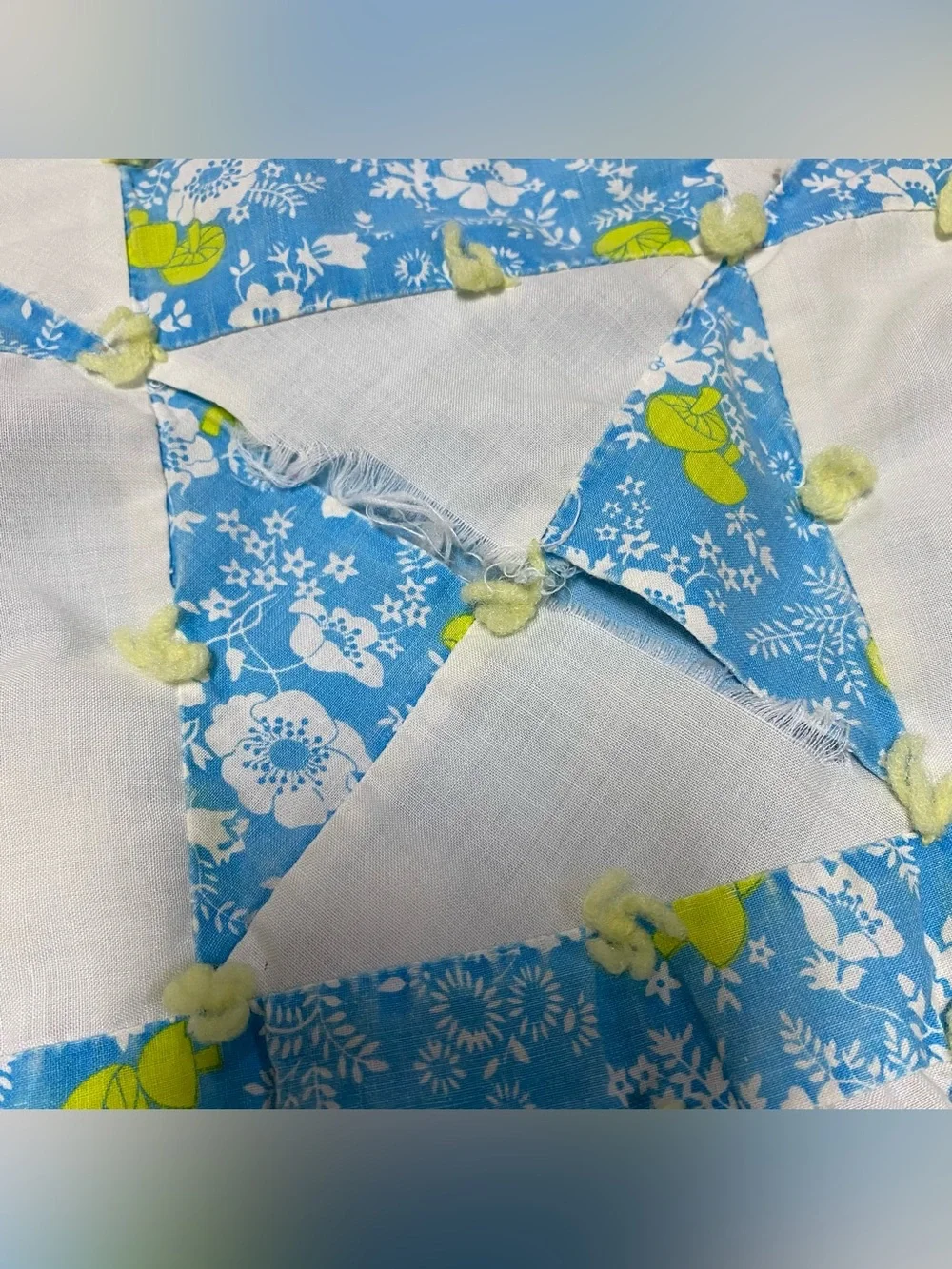 Vintage Ohio Star Patchwork Baby Crib Tie Quilt 32” x 44”